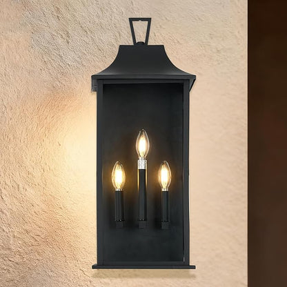 Patio Wall Light Fixture Outdoor Wall Lighting, 25" Large Outside Modern Wall Sconce Lantern, Industrial Porch Light Wall Mount, Waterproof Farmhouse Exterior Lamp 3-Light,Bulbs Not Included