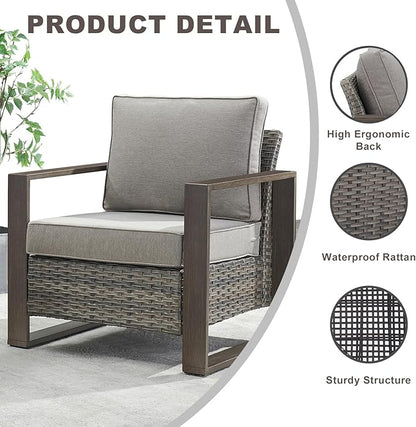 Rilyson Wicker Outdoor Patio Chairs Set of 2, Rattan Patio Furniture Chairs with Sturdy Frame,All-Weather PE Wicker,Wide Armrest,Deep Seating and Thick Cushions for Deck Porch Garden(Mixed Grey/Grey)