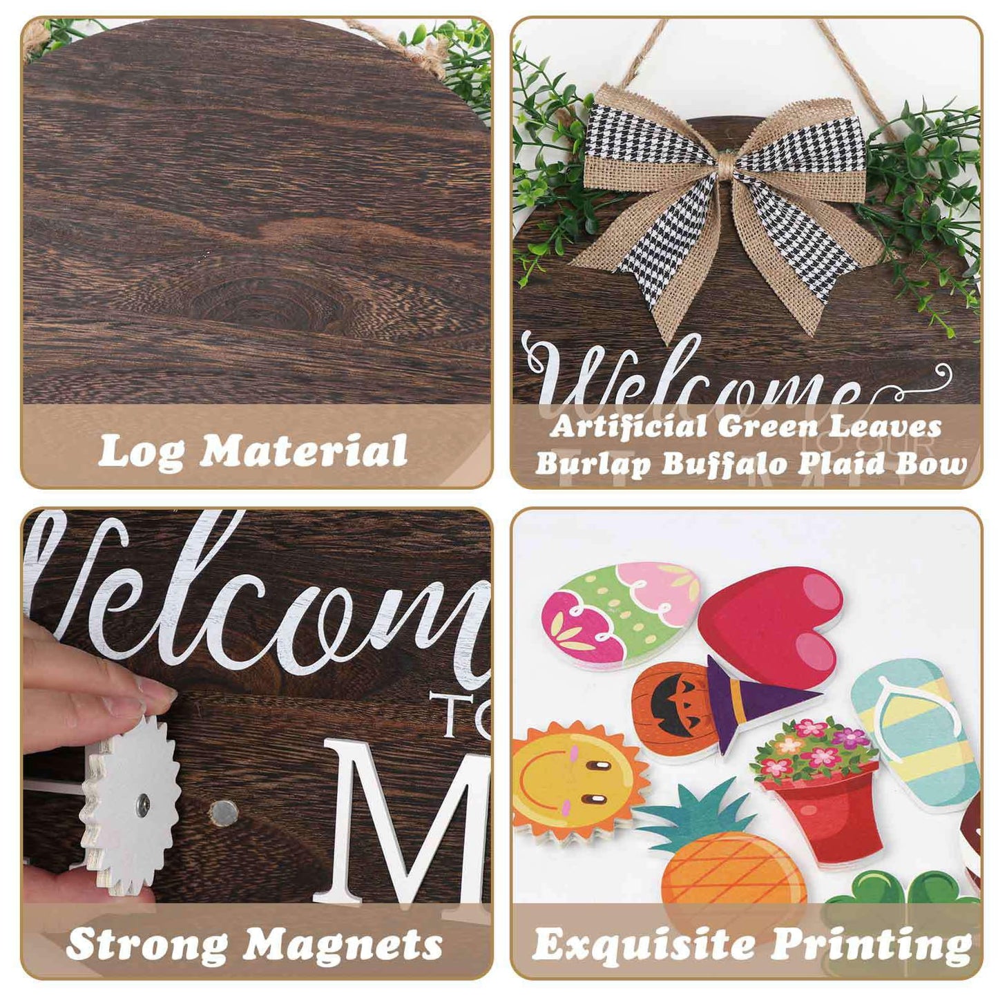 Yonuni 12x12 Inch Interchangeable Welcome to Our Home Door Sign