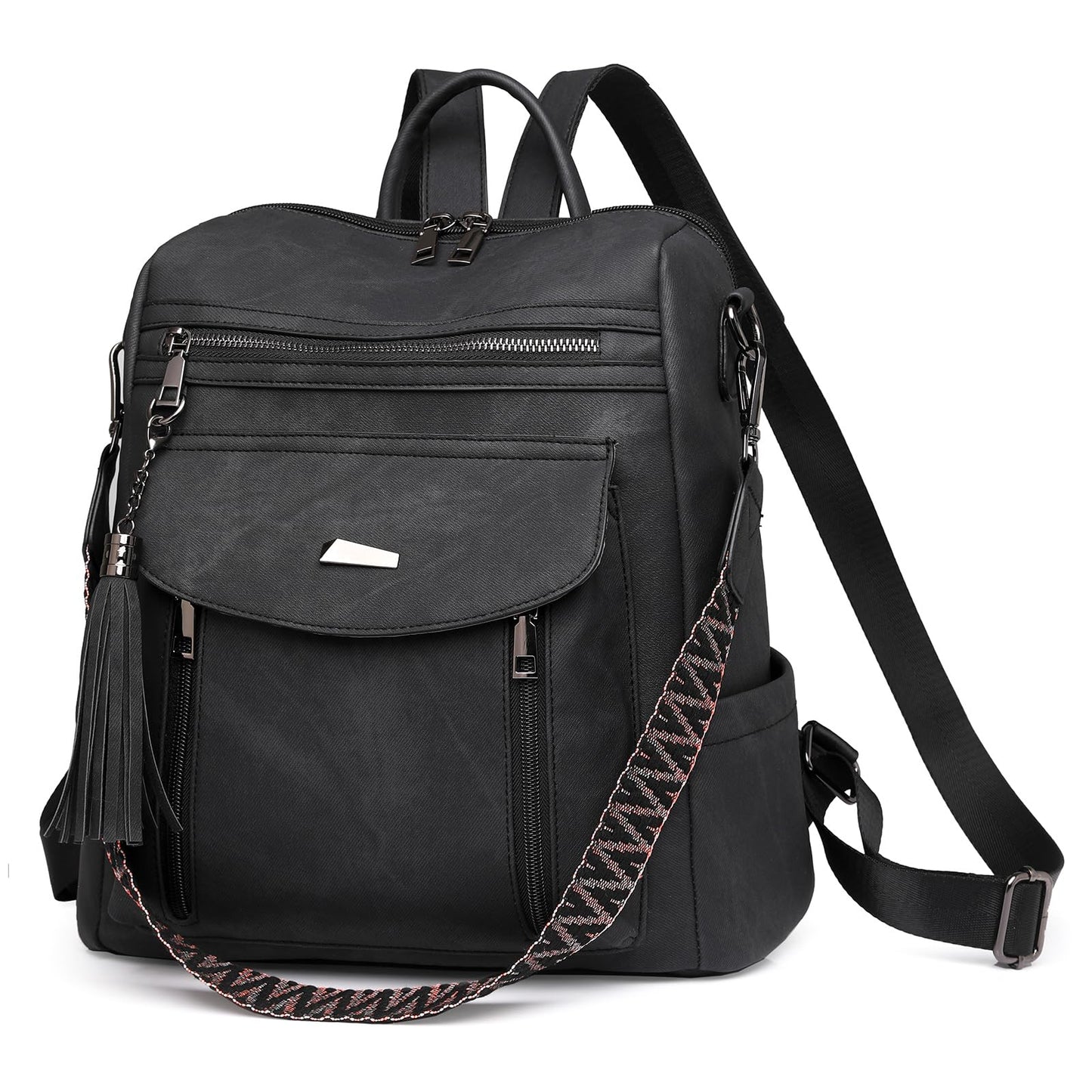 GAEKEAO Backpack Purse for Women Fashion Designer Ladies PU Leather Shoulder Bag Convertible Handbags for Travel Daily Use College Black