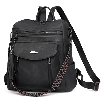 GAEKEAO Backpack Purse for Women Fashion Designer Ladies PU Leather Shoulder Bag Convertible Handbags for Travel Daily Use College Black