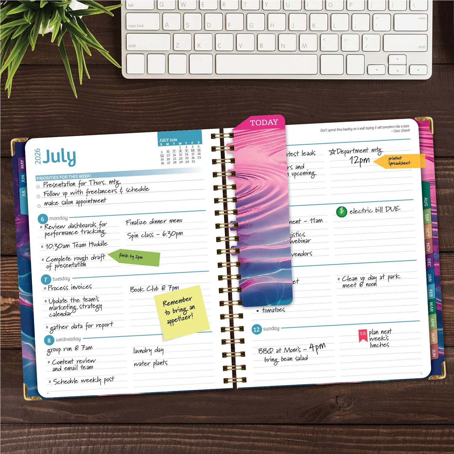HARDCOVER Academic Year 2026-2027 Planner: 14 Months (May 2026 Through June 2027) 8.5"x 11" Daily Weekly Monthly Planner Yearly Agenda. Bookmark, Pocket Folder and Sticky Note Set (Summer Bliss)