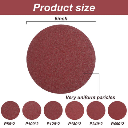 Blulu 22 Pieces Sanding Belts and Sanding Discs Set Includes 4 x 36 Inch Belts (80/120/150/240/400 Grits) and 6 Inch Self Adhesive No Hole Alumina Disc for Bench Combination Sander Woodworking