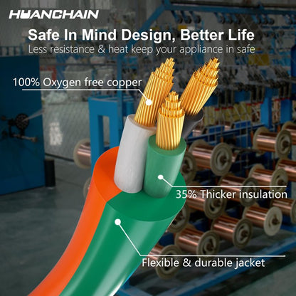 HUANCHAIN 16 Gauge 50 ft Outdoor Extension Cord with Lighted End, Flexible Cold-Resistant 3 Prong Electric Cord Waterproof Outside, 13Amp 1625W 16AWG SJTW, Orange Green, ETL