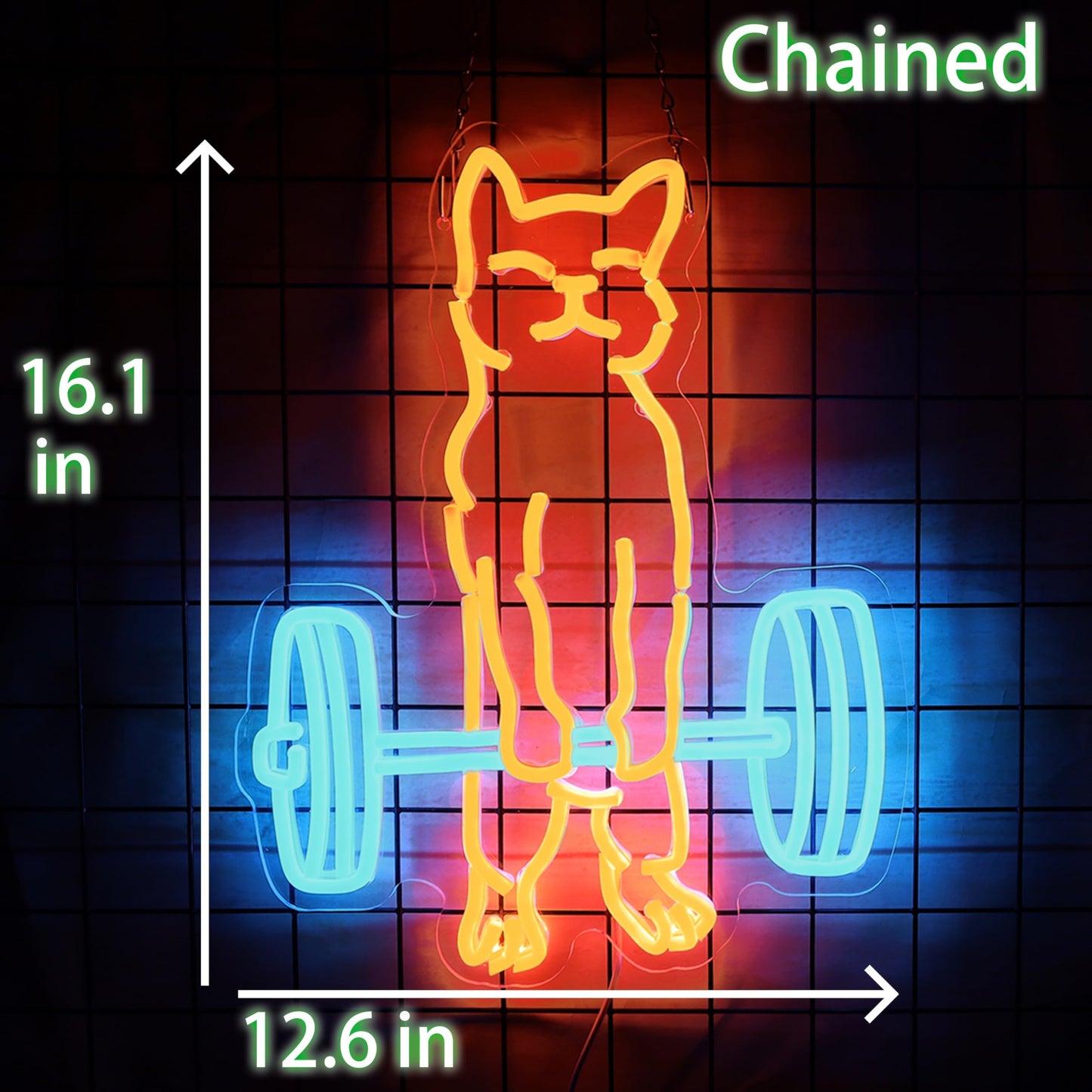 Cat Do Gym Neon Sign for Home Gym Decor Cat Lifting Weight Funny Lighting Sign LED Wall Art for Men Cave Garage Decor 12.6 * 16.1IN