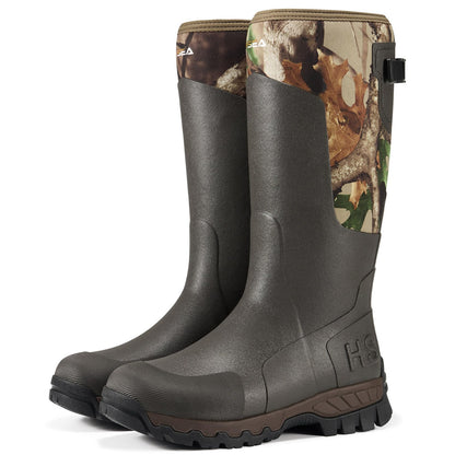 HISEA Men's Tall Boot with Arctic Ice Grip, Waterproof Rubber Rain Boots, Insulated Neoprene Warm Mud Boots for Outdoor Work Hunting