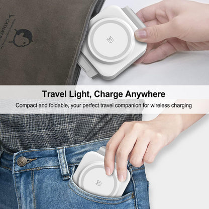 Wireless Charging Station for Apple Multiple Devices - 3 in 1 Foldable Magnetic Wireless Charger - Travel Charging Pad for iPhone 16 15 14 13 12 Pro Max Plus Watch & AirPods (Black)