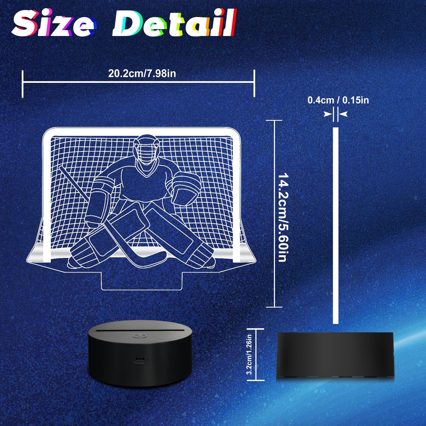 CoolGift Mart Ice Hockey Night Light, 3D LED Optical Illusion Lamp with Remote Control and Timer, Perfect Christmas and Birthday Gift Idea for Boys, Kids, and Teen