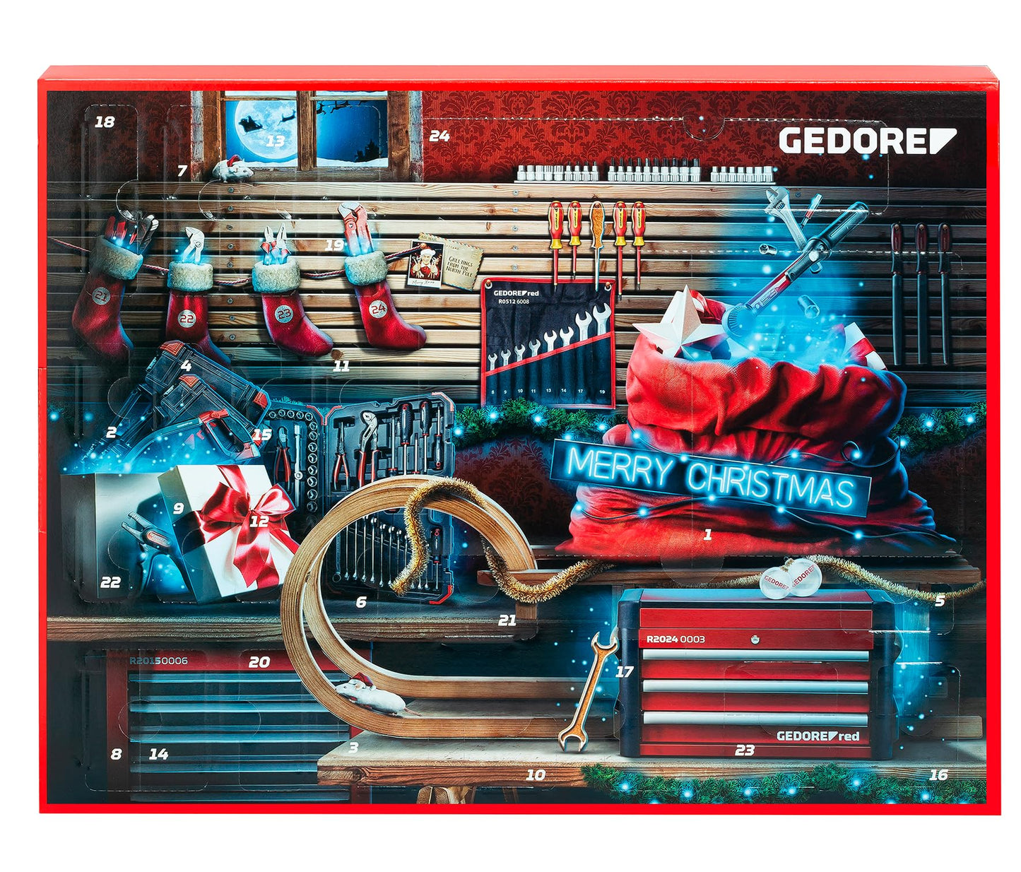 GEDORE 3304901 Red R33003044 Advent Calendar 2023, 44 Pieces, Advent Calendar for Men, Men, Gift, Tool Advent Calendar 2023