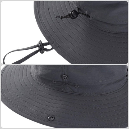 Connectyle Men's Cowboy Sun Hat Wide Brim Fishing Hiking Camping Gardening Hat UV Protection Outdoor Summer Sun Hat Dark Grey
