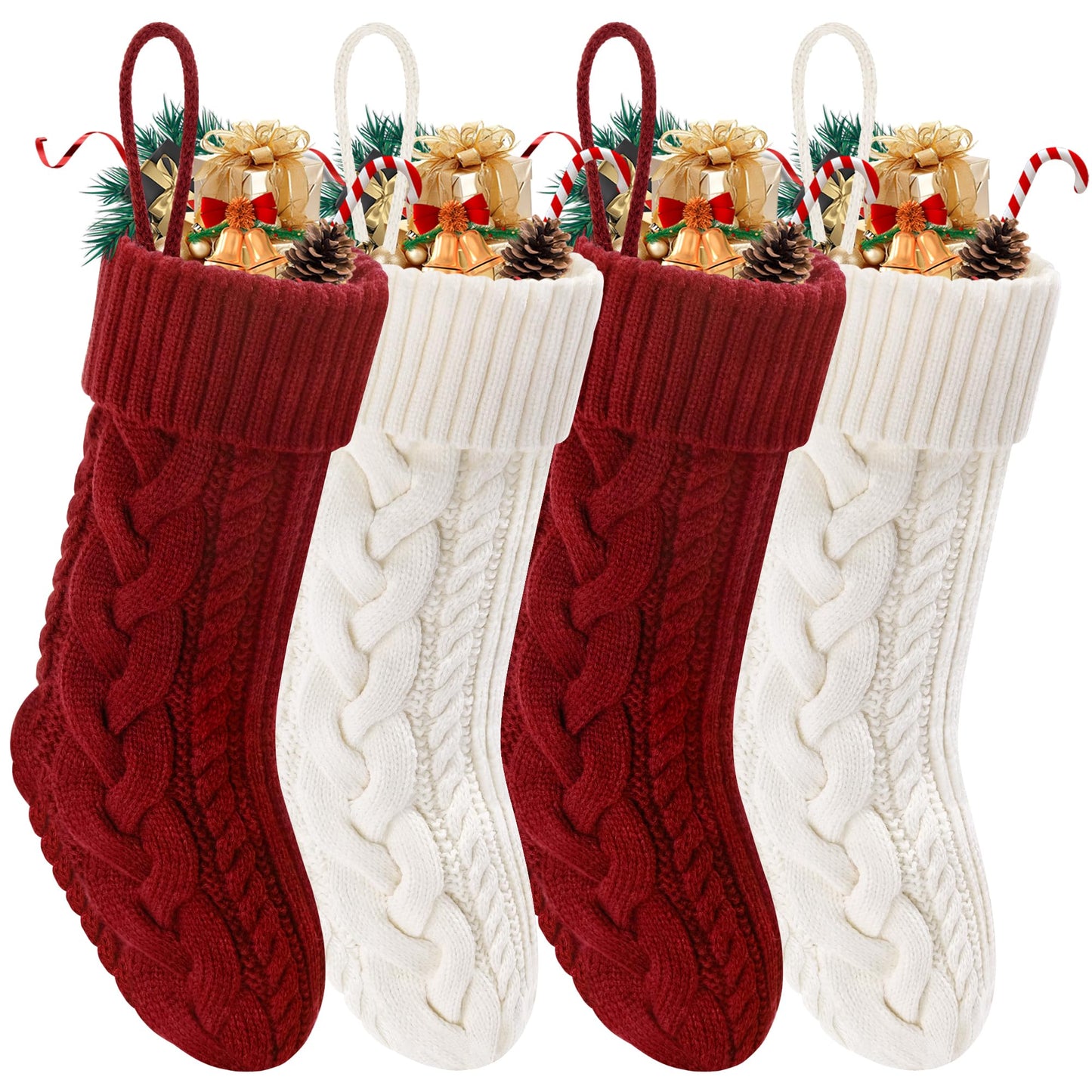 Doitory Christmas Stockings 18" Knitted Stocking Christmas Decorations