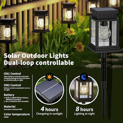 Solar Pathway Lights Outdoor for Pathway Garden Yard Patio Driveway, Solar Walkway Lights Auto On/Off, Warm White, Up to 8H Lighting (4 Pack)