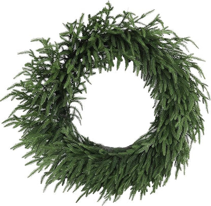 Artgar 30 Inch Christmas Pine Wreath Christmas Wreaths for Front Door, Real Touch Artificial Green Pine Wreath for Home Indoor Outdoor Wall Window Porch Farmhouse Winter Decor