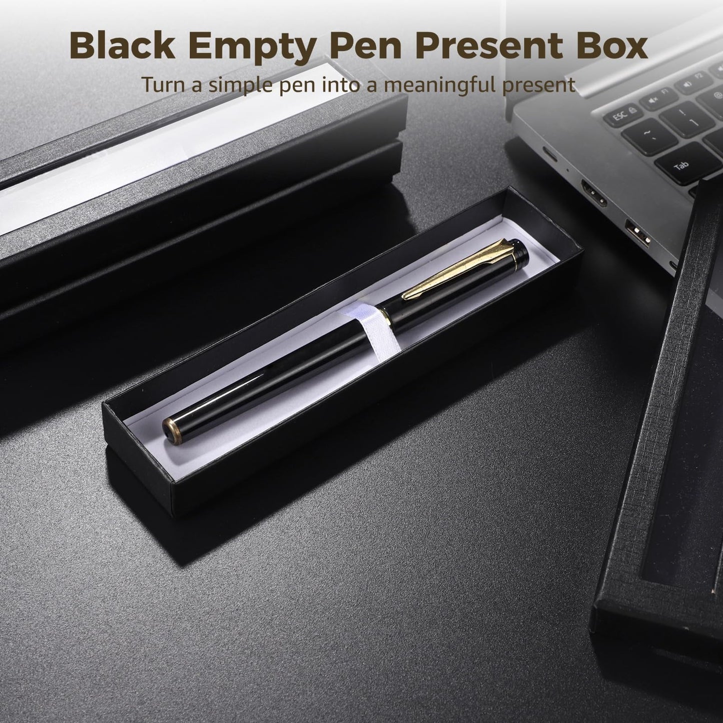 OMISTAR 50 PCS Pen Gift Box Empty Cases with Clear Lid, Black Ballpoint Pen Gift Box Pen Jewelry Display Box for Jewelry Gift Business Birthday Souvenir Office Supplies (50PCS)