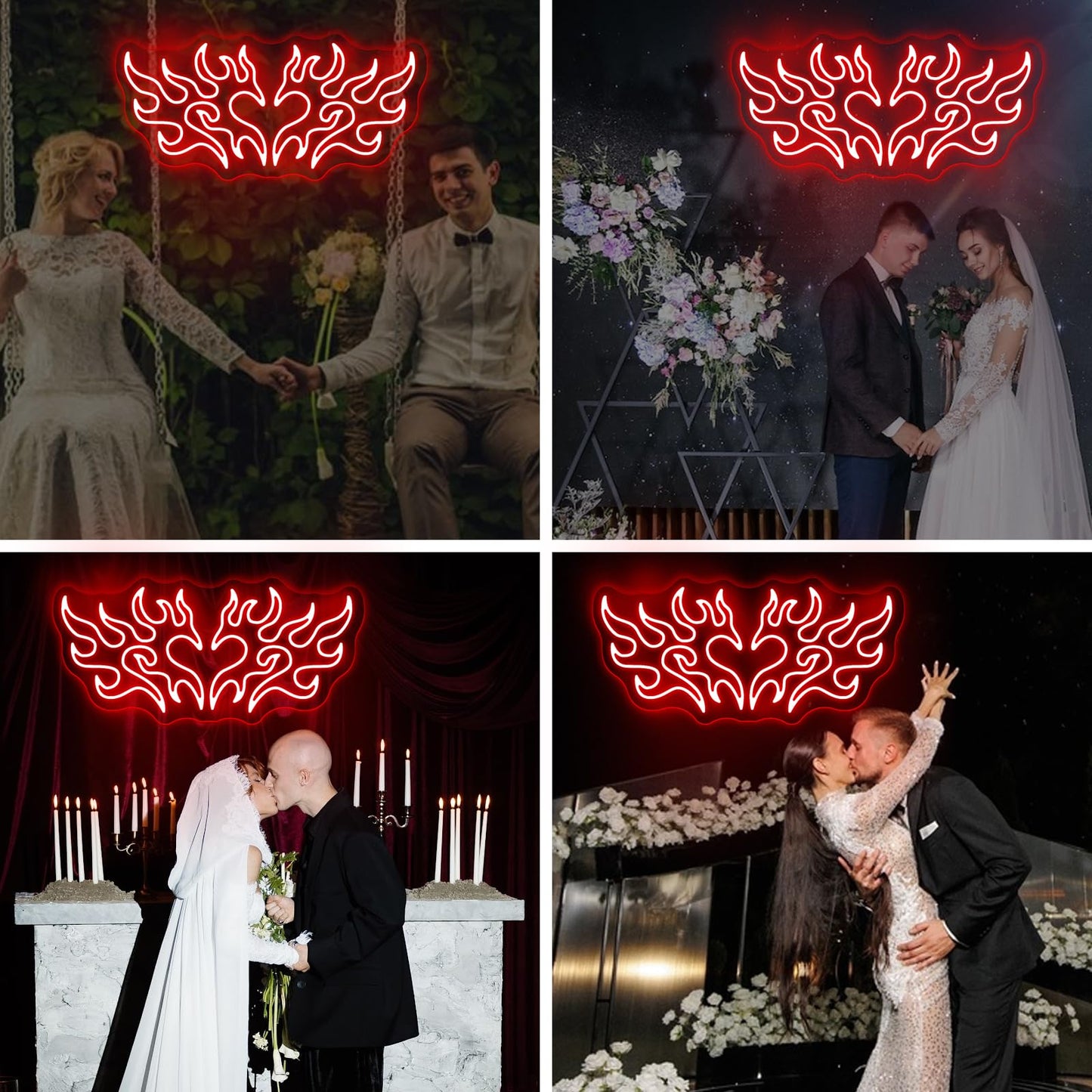 Heart Flame Neon Sign, Aesthetic Heart Flame, Gothic Style Light Sign, Personalized Gift, Bedroom Decor, Dark Gothic Wall Art, Witch Decor, Valentine's & Home Ambiance Wedding Party Decoration-Red-16.7"