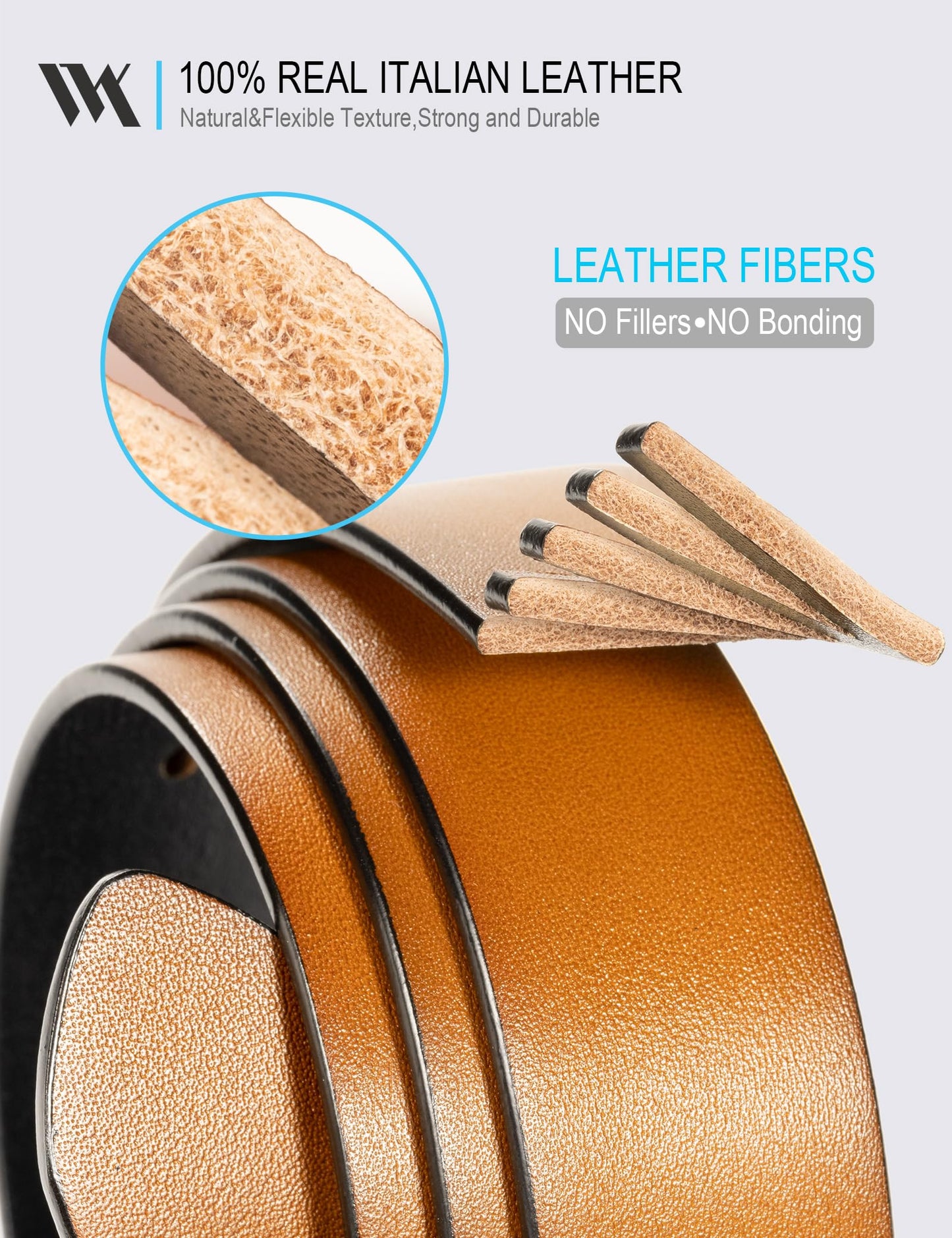 WOLFANT Two-in-One Reversible Leather Belt,100% Italian Full Grain Real Solid Leather Dress Casual Belt