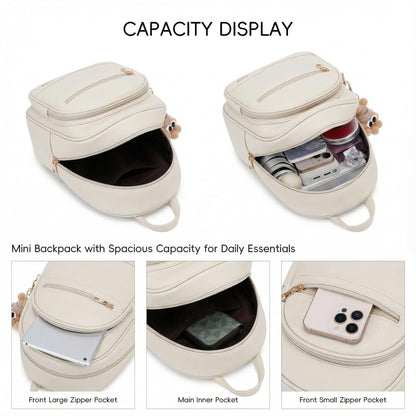 BAGOK Mini Leather Backpack Purse for Women, Small Backpack Purse with Cartoon Charm, Cute Fashion Bag for Girls
