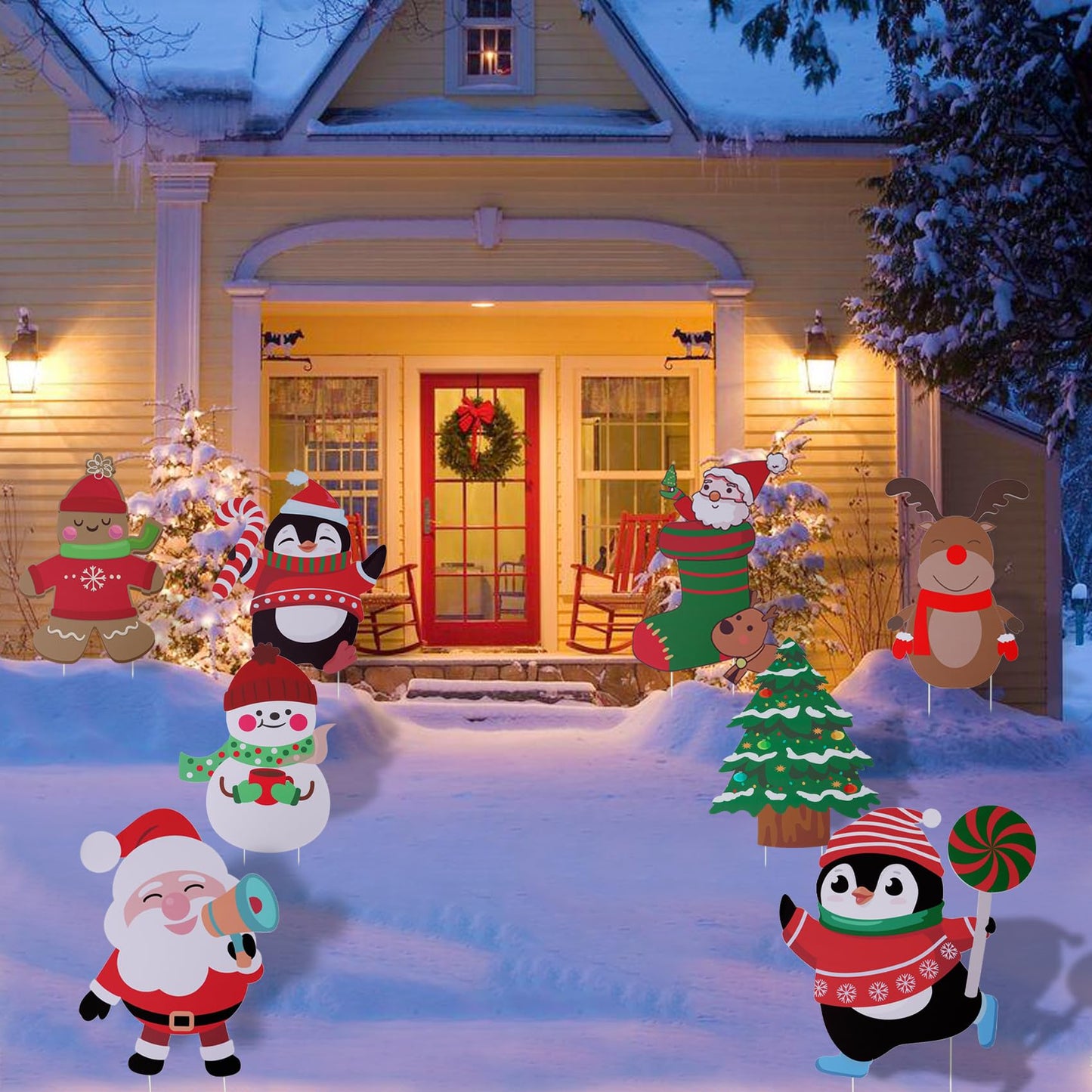 Onory Outdoor Christmas Decorations - 8pcs Large Yard Signs with Stakes for Holiday Party Decor