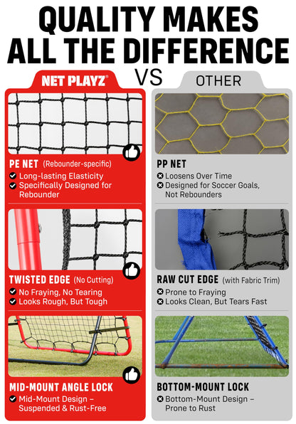 Soccer Rebounder Kickback Football Rebound Net (Adjustable Angle) Portable Easy Setup