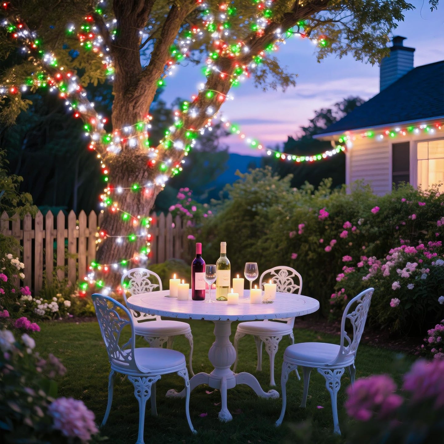 300 LED Christmas Lights Outdoor Indoor 100FT String Lights Indoor Clear Wire 8 Modes Plug in Twinkle Fairy Lights for Bedroom Christmas Tree Party Decorations, Red White&Green