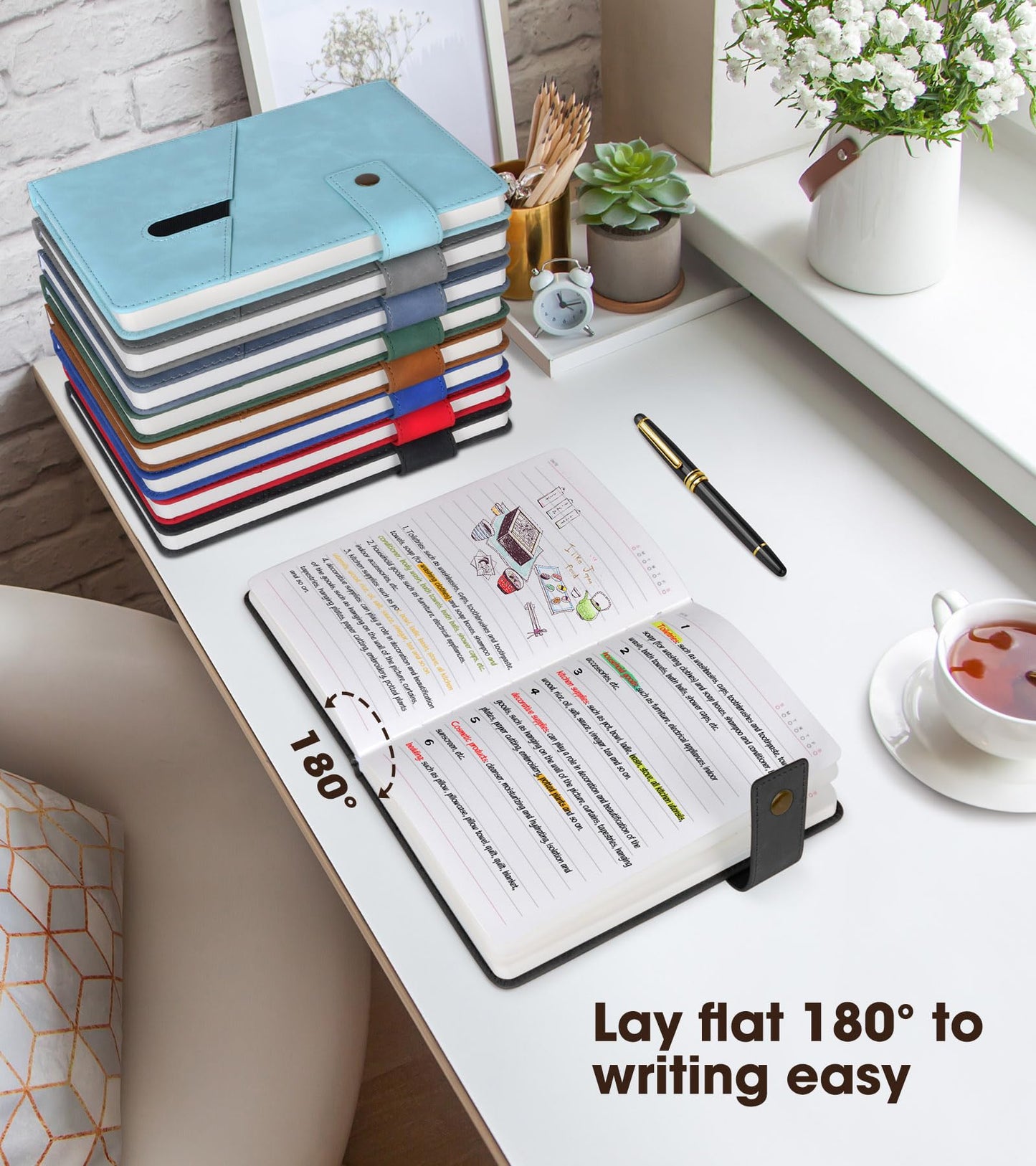 vfaejll A5 Lined Leather Journal Notebook,Hardcover Journal Set with Pen and Gift Box,100Pages 100gsm Thick Ruled Paper Daily Diary for Men Women School,Travel,Business,Work,Writing 5.9" X 8.4"