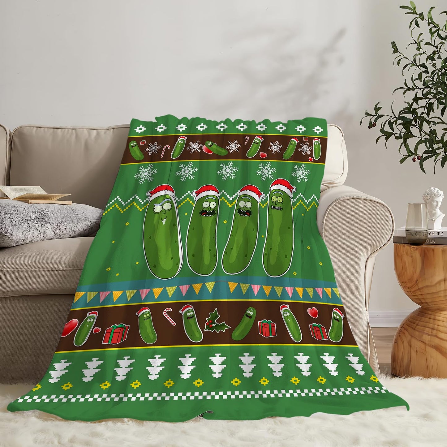 Pickle Blanket Funny Pickles Lovers Gift for Girls Boys Men Women Flannel Fleece Christmas Throw Blanket Cozy Plush Ultra Soft Fuzzy Party Blankets for Bed Couch Sofa 50"X40"