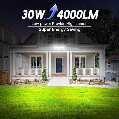 SANSI 30W 4000LM Motion Sensor Outdoor Lights, 5000K 400W Equiv Security Lights, 4 Modes LED Wired Flood Lights Outdoor 320° Wide Angle for House Garage Yard Patio Soffit IP65 Weatherproof