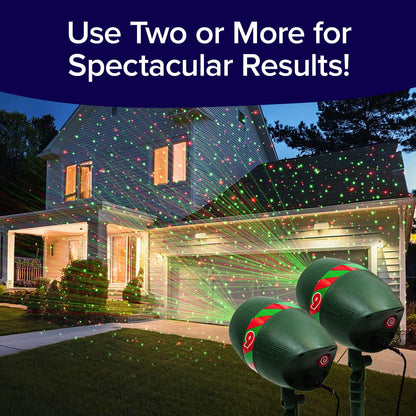 Star Shower Ultra 9 Outdoor Christmas Laser Holiday Projector with Remote, 2 Pack, w/ 9 Unique Patterns, Showers Home w/Thousands of Lights, 3 Color Combinations, Up to 3200 Sq Ft