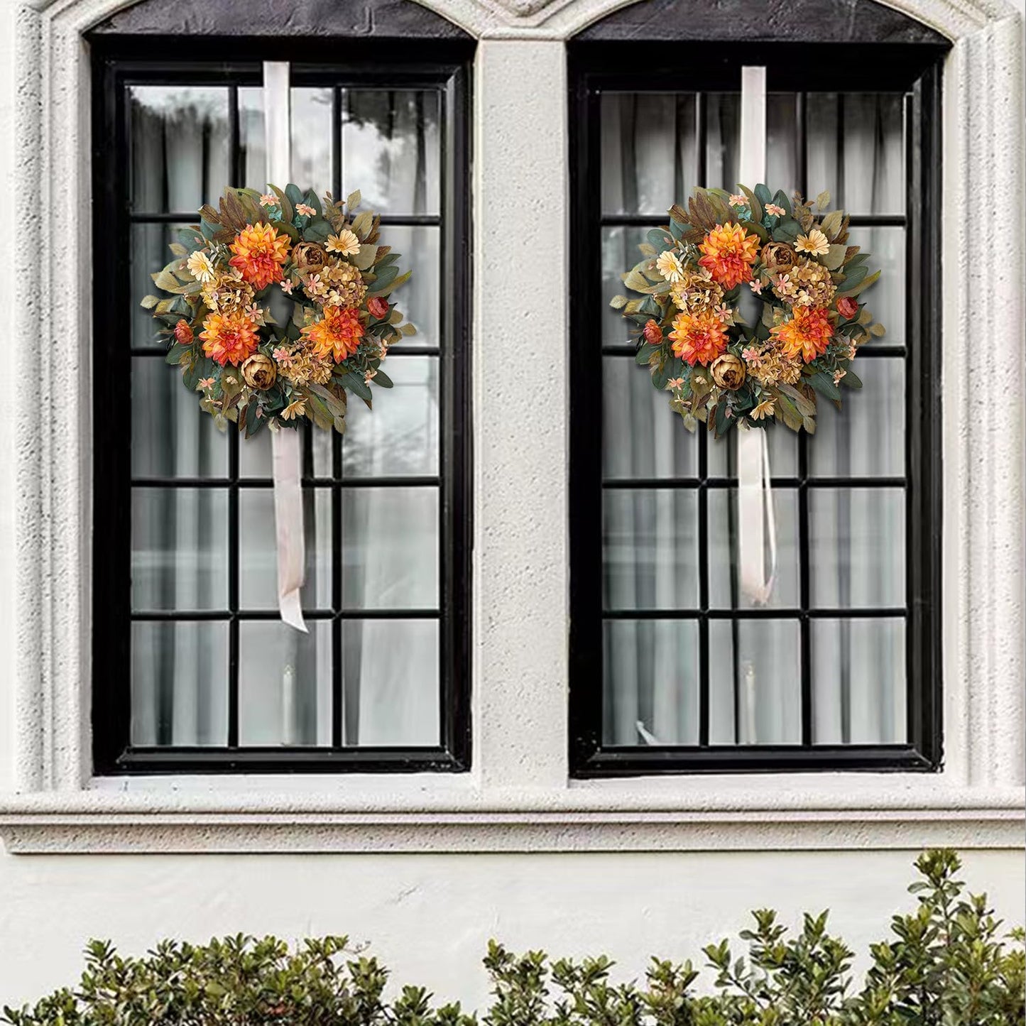 WANNA-CUL 24in Fall Front Door Wreath Dahlia Hydrangea Peony Table Decor