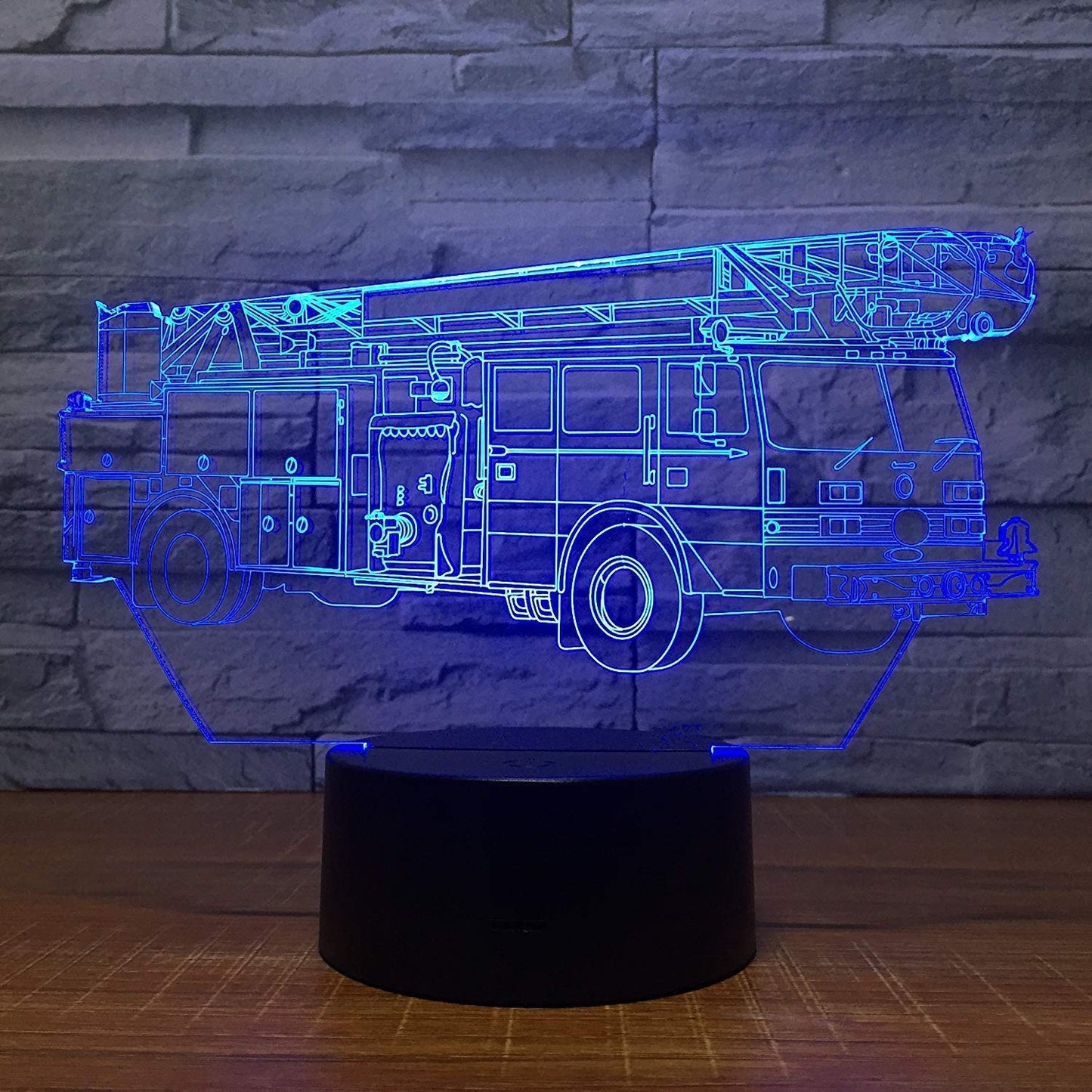 YTDZLTD Creative 3D Fire Truck Night Light 16 Colors Changing USB Power Remote Control Touch Switch Decor Lamp Optical Illusion Lamp LED Table Desk Lamps
