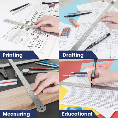 Pacific Arc 18 inch Pica Pole Metal Ruler, with Pica, Points, Inches, and Agate Measurements, Stainless Steel Ruler for Drafting