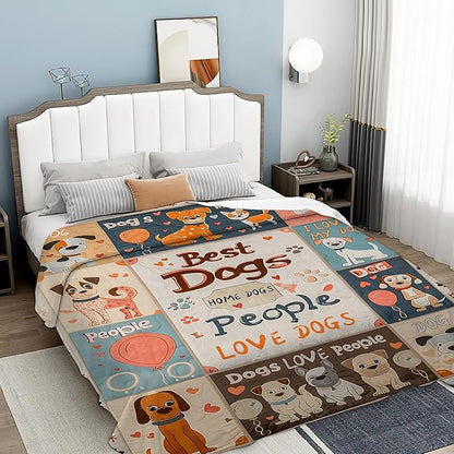 Cute Puppy Throw Blanket, Cartoon Blanket Throw for Adults, Lightweight Soft Cozy Blanket for Couch Sofa Bed Room Decor 50x60 Inches