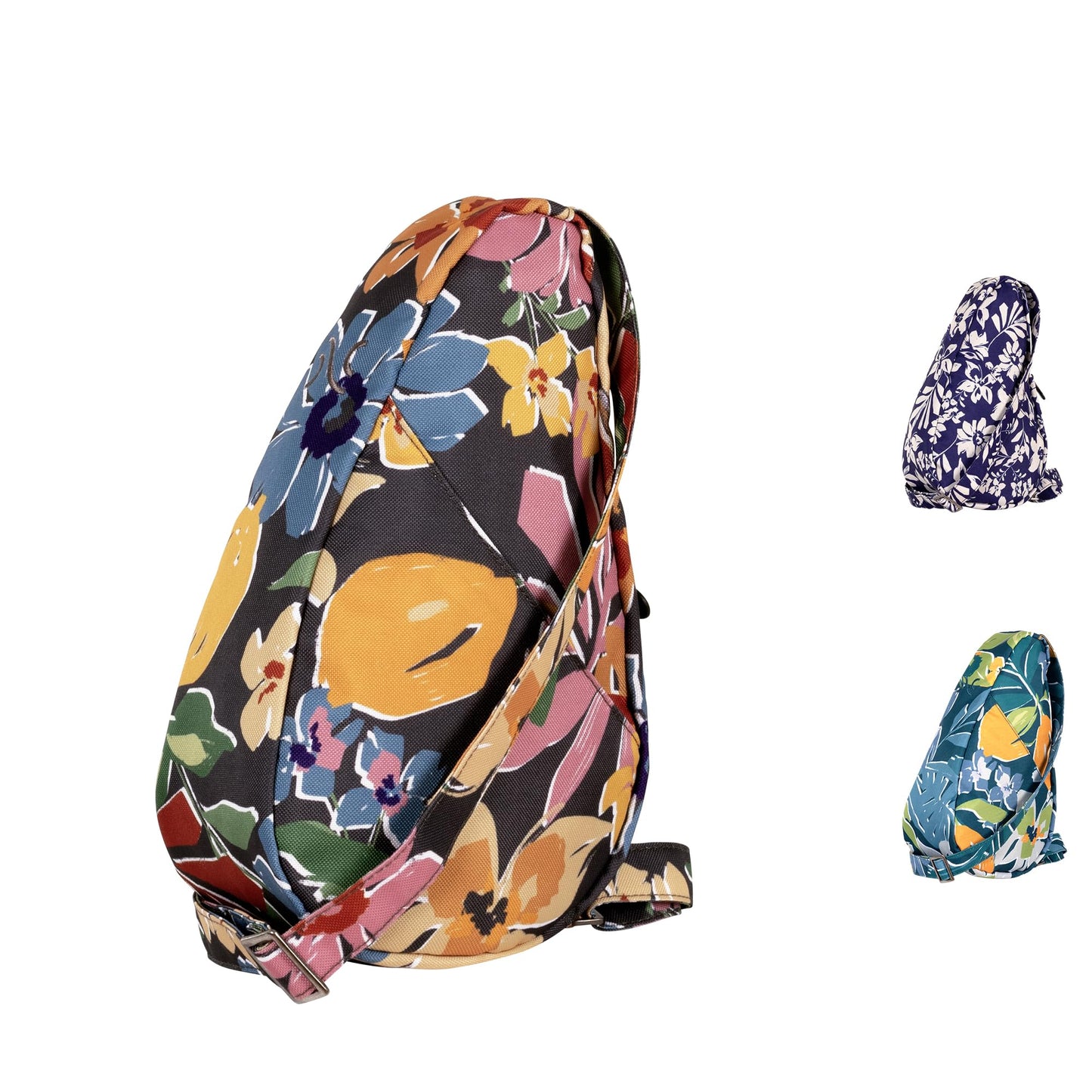 AmeriBag 11.5" Print Healthy Back Bag Ergonomic Crossbody Sling for Everyday Use, Travel & Walking Comfort (Citrus Bloom)