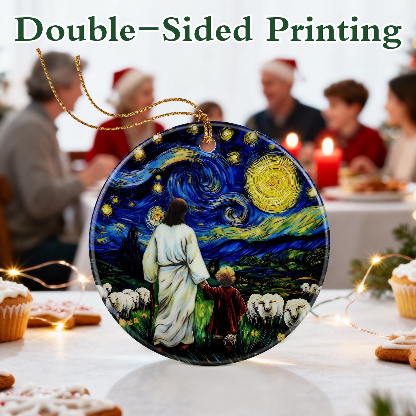 Jesus with Child Ornament, Starry Night Ornament, Christian Christmas Ornaments, Religious Christmas Decorations, Christian Home Decor, Christian Gift, Religious Gifts, Gifts for Christians