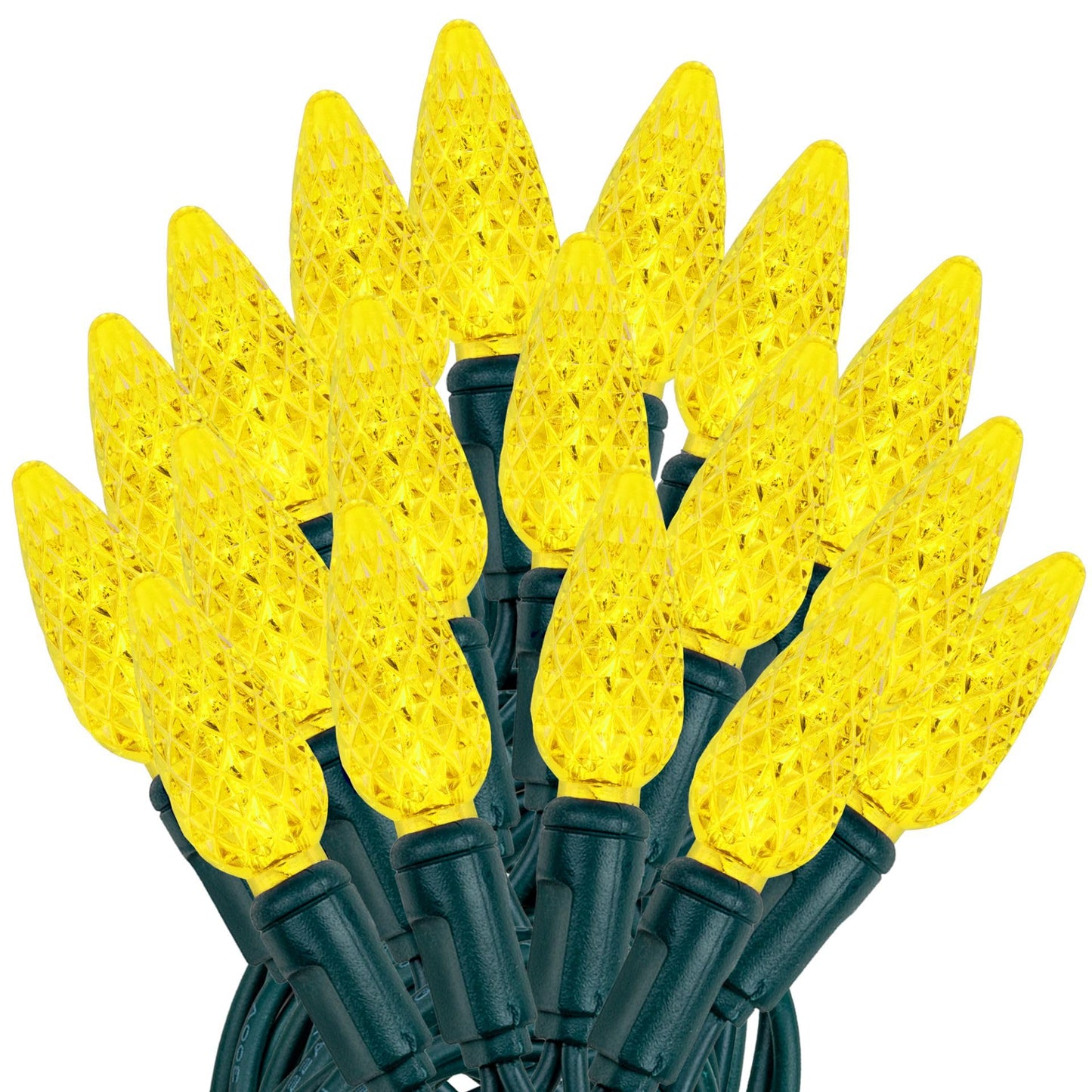 Novelty Lights 24FT 70 LED C6 LED Christmas String Lights, Outdoor Christmas Tree Commercial Grade LED String Lights, Permanent Christmas Lights Outdoor Tree Decorations Outdoor (Yellow)