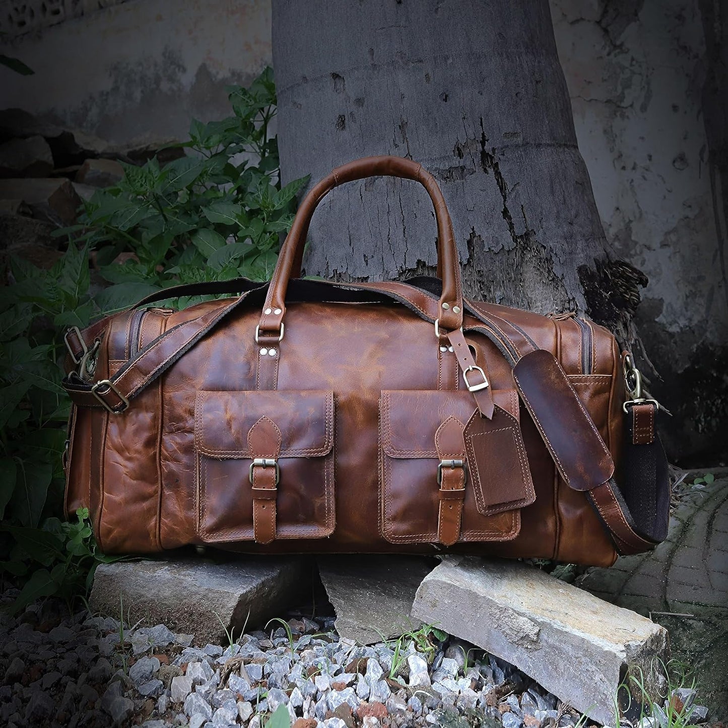 Large duffel bags for men holdall leather travel bag overnight gym sports weekend bag 32 Inch