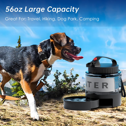 Portable Dog Water Bottle, 54oz Large Travel Water Bowl Dispenser for Dogs Camping Beach Walking Essentials, Big Portable Travel Water Bowl and Beach Accessories for Dogs，, Bpa Free, Safe and Durable