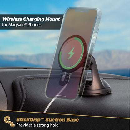 Scosche MSHWDPD20 MagicMount Windshield/Dashboard Suction Cup Mount for MagSafe Wireless Charger, (Charger not Included) Car Stand for MagSafe Charging Pad Compatible with iPhone 16/15/14/13/12 Series
