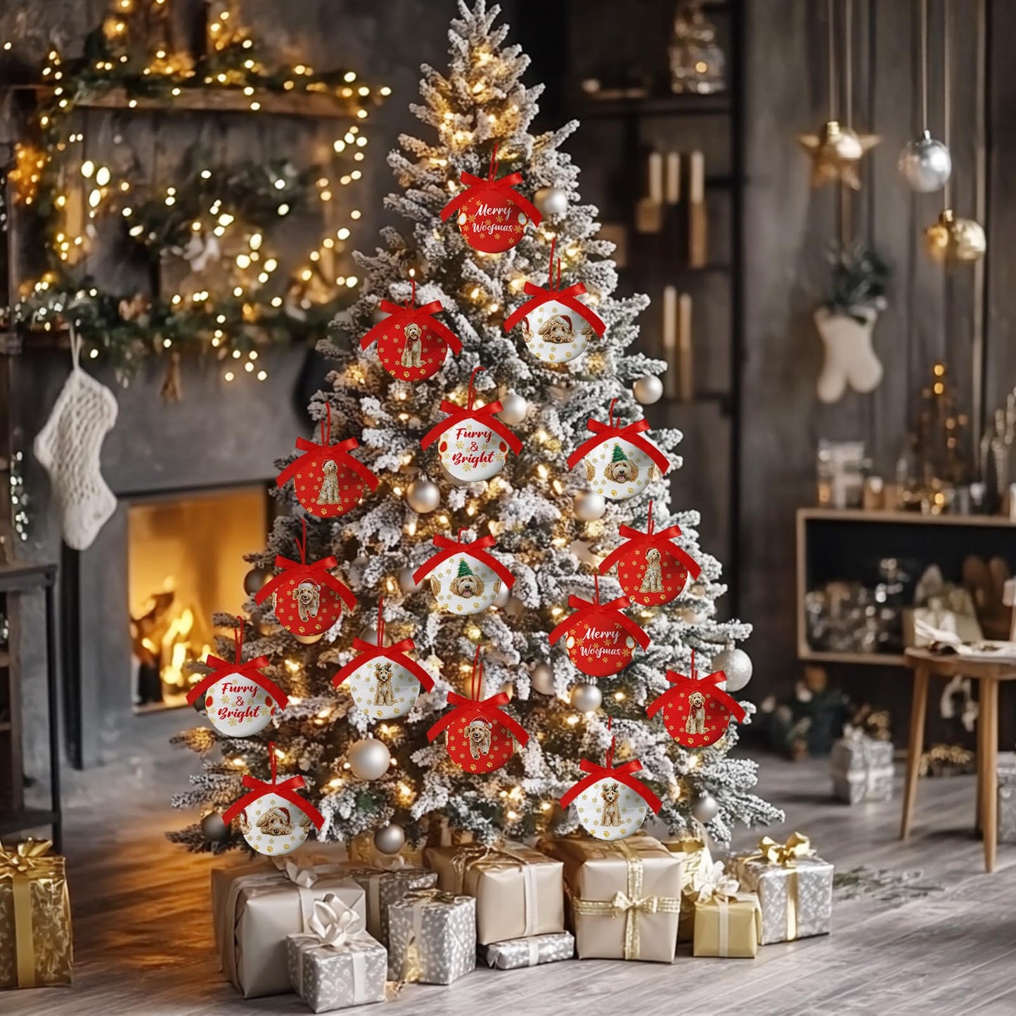 Golden Doodle Christmas Decor - Hanging Golden Doodle Ornaments Balls for Christmas Tree, Cute Decorations Ball 2.36 Inch for Xmas Tree Party Home Holiday，Xmas Gifts Set of 16Pcs