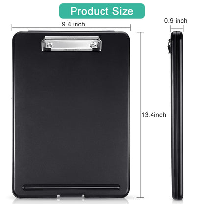 4 Pieces Clipboard with Storage Plastic Storage Clipboard Nursing Foldable Clip Board with Low Profile Clip for Student Teacher Nurse Employee, Letter Size 9. 5 x 13. 5 Inch