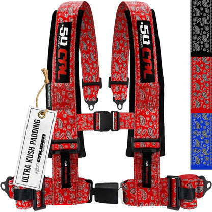 1pc Bandana Red 4 Point Harness for Bucket Seat, Quick Release, 7 Style Harnesses Racing Harness 4 point Race Car UTV RZR SXS [6078]