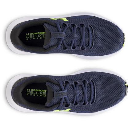 Under Armour Men's Charged Surge 4, (404) Washed Navy/Black/High Vis Yellow, 14, US