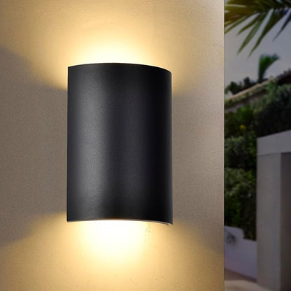Modern Black LED Up and Down Lights Outdoor, Waterproof Exterior Wall Sconce Lighting, 3000K Integrated LED Porch Light Fixture for House, Garage, and Patio