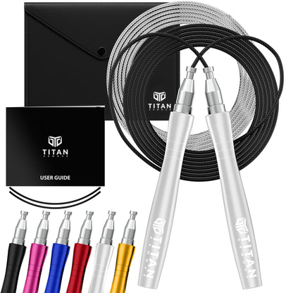 Titan Armour® Speed Rope - Professional Self-Locking & Adjustable, Adult Speed Jump Rope | 2 x Steel Ropes, Cable Protector & Travel Case | Jump Rope Crossfit, Boxing, Fitness MMA for Men & Women