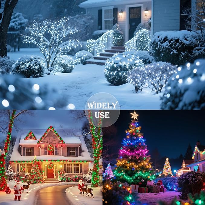 Cool White String Lights Battery Powered, 2 Pack Total 66.6 FT 200 LED Christmas String Lights Indoor Outdoor Decoration, Twinkle Fairy Light for Party Xmas Tree Halloween Classroom Decor