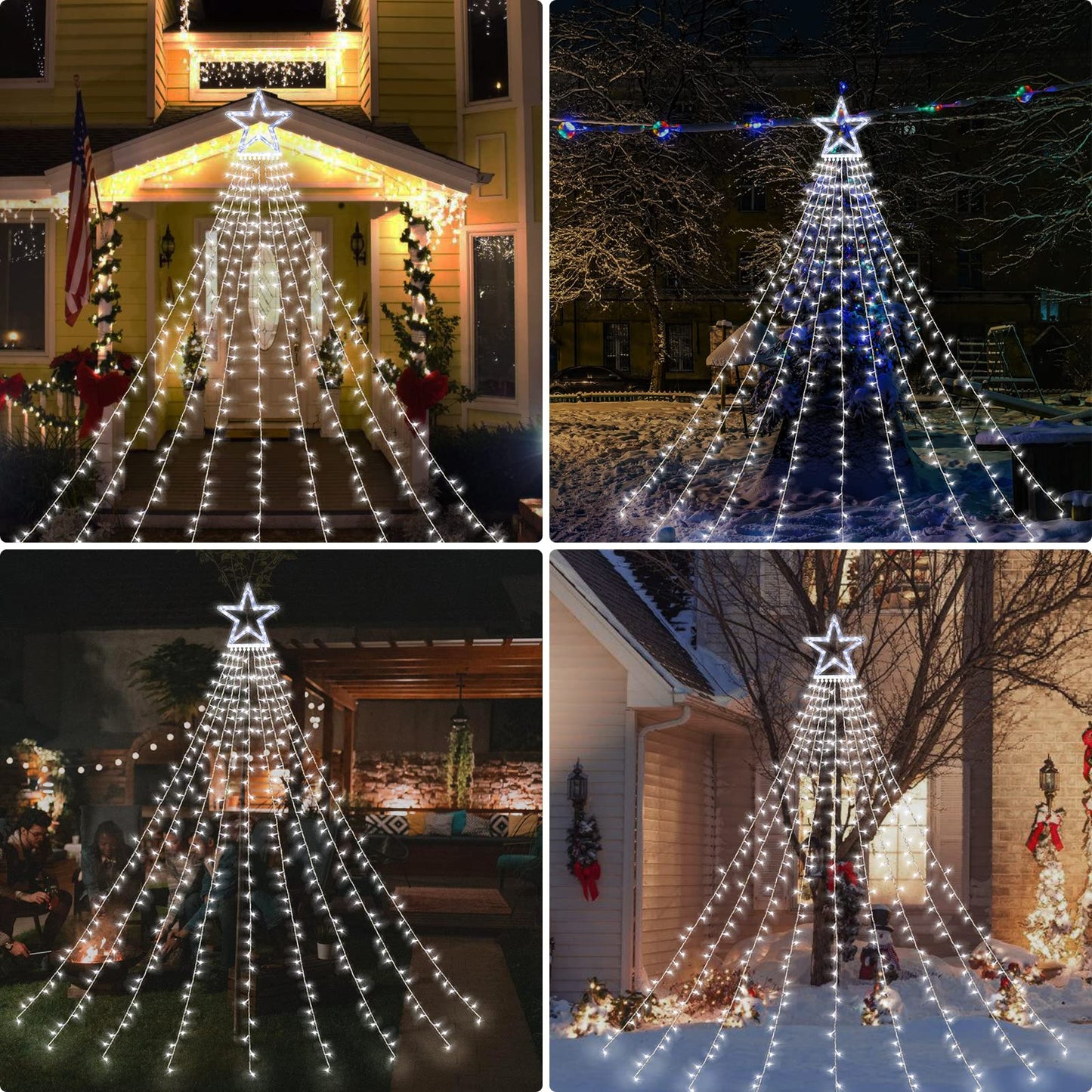 XUNXMAS Christmas String Lights Outdoor Decoration 317 LED Star Fairy String Lights 8 Modes & Waterproof for Party Wedding Patio Yard New Year Holiday Indoor Outdoor Cool White