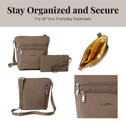Baggallini Pocket Crossbody Bags for Women 8x8 Small Lightweight Durable Water-resistant Travel Purse W/Rfid