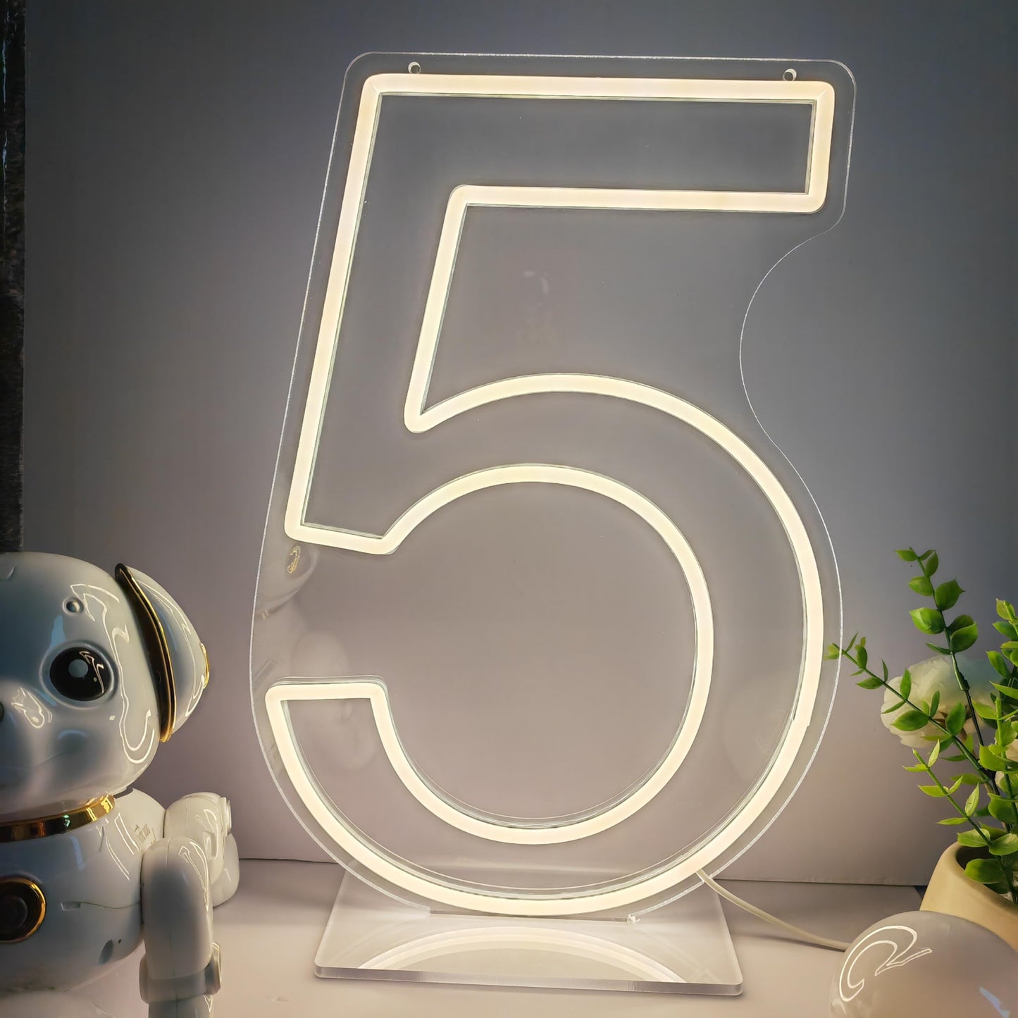 Neon Signs Number 5 Birthdays Decor Neon Lights Party USB Plus Battery Case Light up your baby's birthday with our Neon Number Five Sign (Number 5-Warm White)