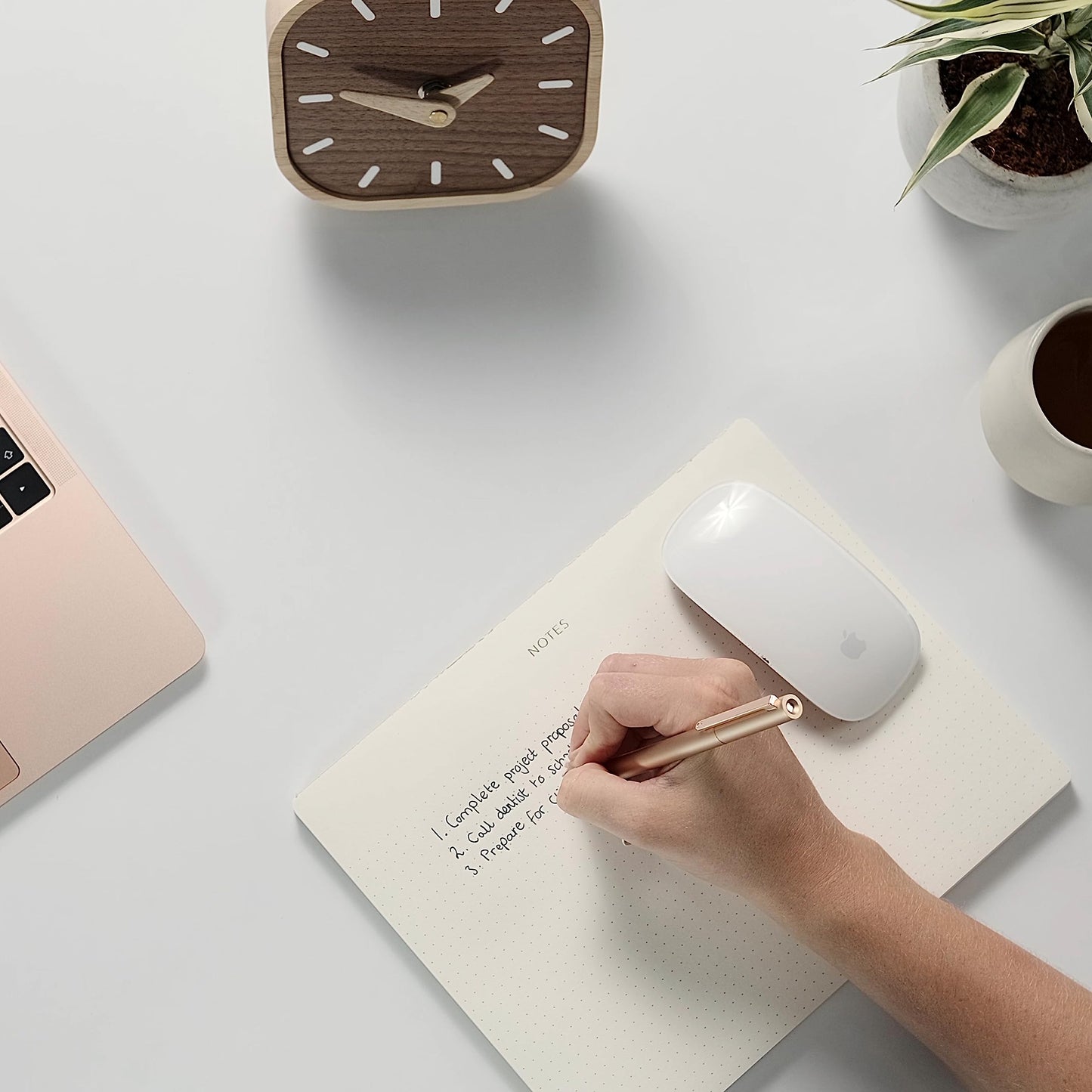 Pinesman - Mouse Pad Notepad for Professionals, 3 Pack, 9.8" x 7.9", 150 Sheets (50 Each), Minimalist, Gold Foiled, Dotted Layout, Executive's Desk Note Pad, To Do List Notepad, Eco-friendly, FSC™ Certified Planner Pad