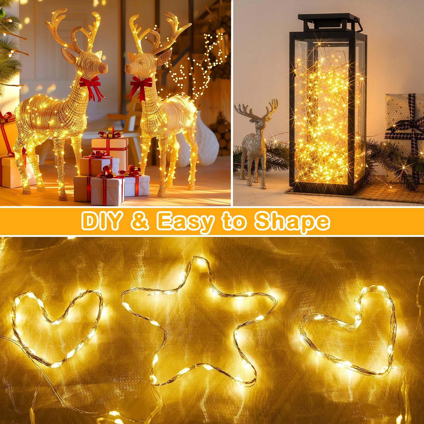 Decute 164FT 500LED Christmas Fairy String Lights Dimmable with Remote Control Copper Wire Starry Lights with UL Cerficated Decorative for Party Wedding Bedroom Christmas Tree Warm White